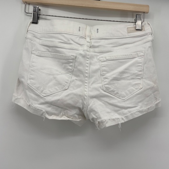 Abercrombie & Fitch Denim Shorts Womens W25 L2 White Distressed Raw Hem Stretch - Picture 2 of 8